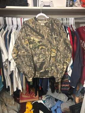 Vintage Jerzees Outdoors Mossy Oak Break-Up Camo Crewneck Sweatshirt Size Large